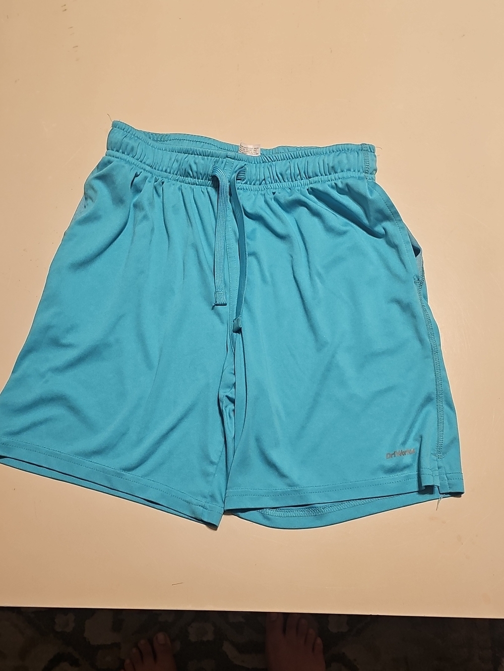 Kid's Athletic Drawstring Shorts in Turquoise